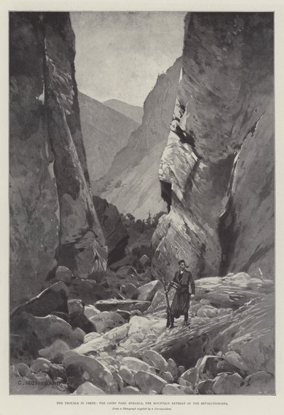 クレタ島のトラブル、チーフパス、スファキア、革命家の山の隠れ家 作： Charles Auguste Loye
