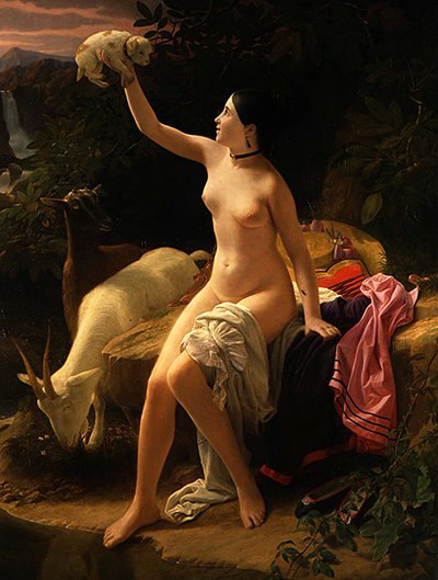 牧歌的イディル（油彩・キャンバス） 作： Charles Auguste Steuben
