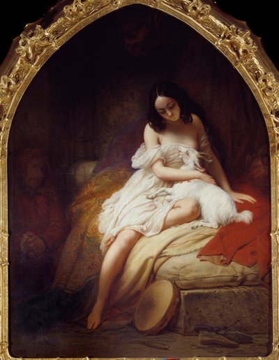 エスメラルダ ヴィクトル・ユーゴー（1802-1885）の『パリのノートルダム』の登場人物を表現したもの。シャルル・オーギュスト・スチューベン（1788-1856）による絵画 1839年 ナント、ボザール美術館 作： Charles Auguste Steuben