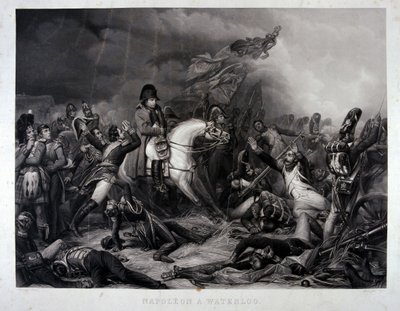 ウォータールーの戦いでのナポレオン（1769-1821）、1815年（メゾチント） 作： Carl von Steuben