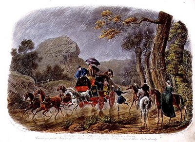 "The Disappointment, or Retreat in a Shower" R.G. Reeve (fl.1811-37) の彫刻、Thomas McLeanの出版。 作： Charles B. (after) Newhouse