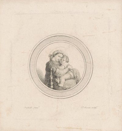 椅子のマドンナ 作： Charles B. J. Févret de Saint Mémin, after Raphael