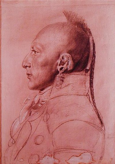 リトル・オーセージ族の酋長の肖像」1807年頃（紙にクレヨン 作： Charles Balthazar Julien Févret de Saint Mémin