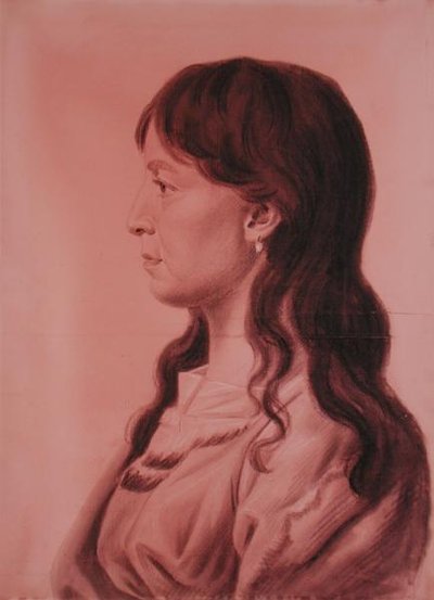 イエロー・コーン、ミズーリーのアイオワ族のインディアン・ガール（鉛筆、木炭、紙 作： Charles Balthazar Julien Févret de Saint Mémin