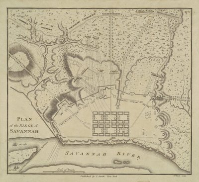 サバンナ包囲戦の計画、1796 年。 作： Charles Balthazar Julien Févret de Saint Mémin