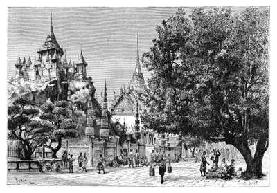 1895年、タイのバンコクの通り。 作： Charles Barbant