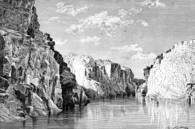 マーブルロックスの峡谷、インド、1895年。 作： Charles Barbant