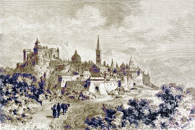スポレートのビュー、ビクターデュルイによる「ローマの歴史」からのイラスト、1884年に公開（デジタル拡張画像） 作： Charles Barbant