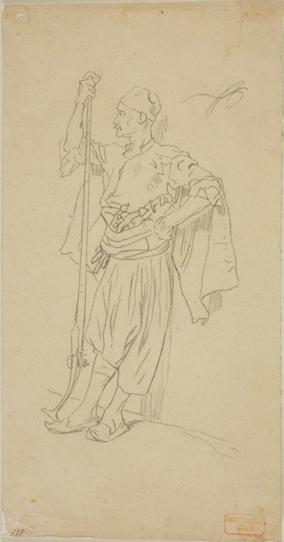 壁にもたれて武装したアラブ人 作： Charles Bargue