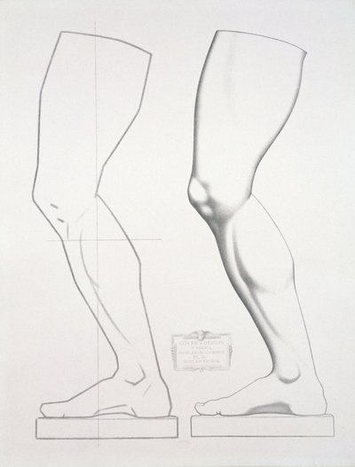 ゲルマニクスの脚、デ・サン・コース第1巻の25版：モデルdapres la bosse、c.1868（灰色の紙にリソ） 作： Charles Bargue