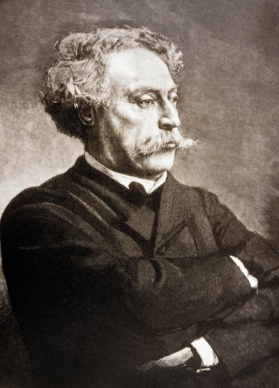 Alexandre Dumas Fils (1824-1895) フランスの作家、Leon Bonnat にちなんで (版画) 作： Charles Baude