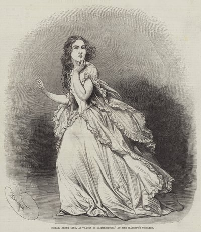 マドモアゼルジェニーリンド、ルチアディランメルムーア、女王陛下の劇場 作： Charles Baugniet