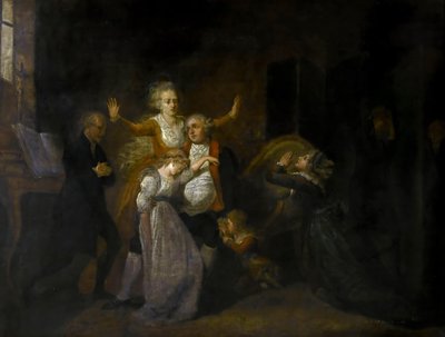 1793年1月20日、神殿の家族がルイ16世に別れを告げる 作： Charles Benazech