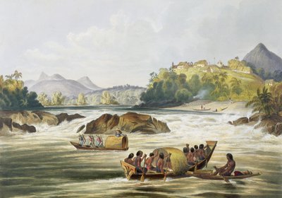 ジョージ・バーナード (fl.1832-90) のパブによって刻まれた「ギアナの内部の景色」からのリオ・ブラックのブラジルのフォート・セント・ガブリエル。 アッカーマン作、1840年 作： Charles Bentley