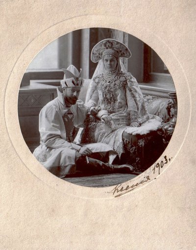 ロシアの大公アレクサンドルミハイロビッチと大公クセニアアレクサンドロフナ、1903年 作： Charles Bergamasco