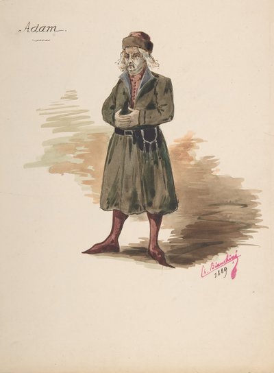 アダムの衣装デザイン、1889年。 作： Charles Bianchini