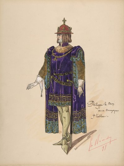 ブルゴーニュ公フィリップ善良公、パリ・オペラ座のジャンヌ・ダルクの衣装デザイン、1897年。 作： Charles Bianchini
