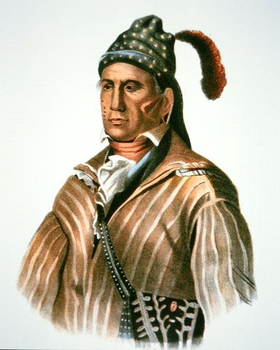 クリーク族の酋長メナワ（1826年の絵画より）（カラーリトグラフ 作： Charles Bird (after) King
