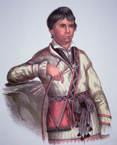 クリーク族の酋長、ヨホロ＝ミッコの息子、ミスティピー（1826年の絵画より）（カラーリトグラフ 作： Charles Bird (after) King
