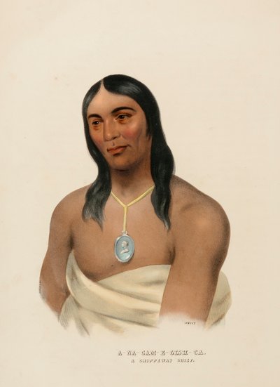 A-NA-CAM-E-GISH-CA.北米インディアン部族史』より「A CHIPPEWA CHIEF. 作： チャールズバードキング