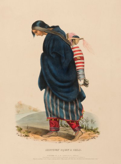 北米インディアン部族史より「チッペイ族の女と子供 作： Charles Bird King