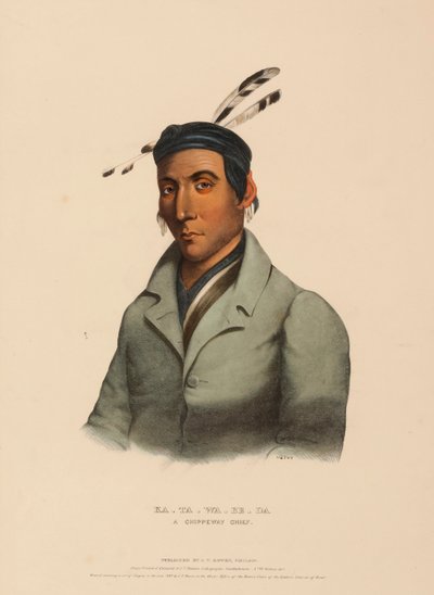 カ・タ・ワ・ベ・ダ北米インディアン部族史』より「A CHIPPEWAY CHIEF. 作： Charles Bird King