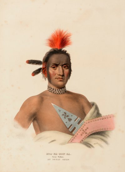 MOA・NA・HON・GA。グレート・ウォーカー北米インディアン部族史より「アイオウェイの族長」。 作： Charles Bird King