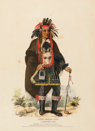オキー・マキー・クィッド北米インディアン部族史より「A CHIPPEWAY CHIEF. 作： Charles Bird King