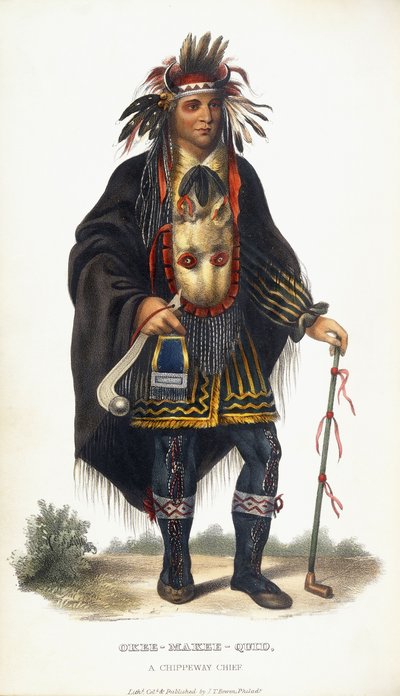 Okee-Makee-Quid、チッペウェイチーフ、1854年 作： Charles Bird King