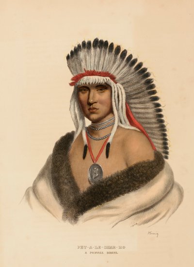 ペット・ア・ル・シャー・ロ北米インディアン部族史』より「A PAWNEE BRAVE. 作： Charles Bird King