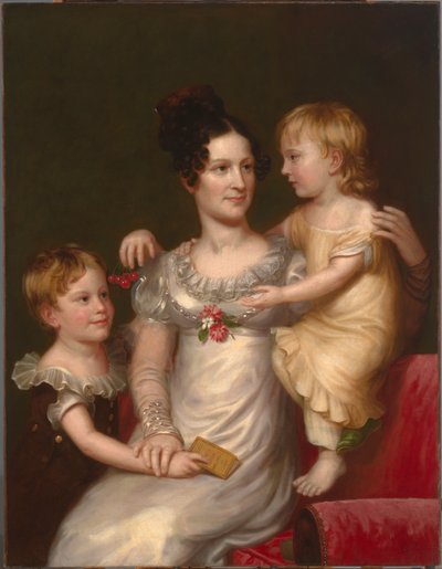 サラ・ウェストン・シートンと子供たちのオーガスティンとジュリア、c. 1815年。 作： Charles Bird King
