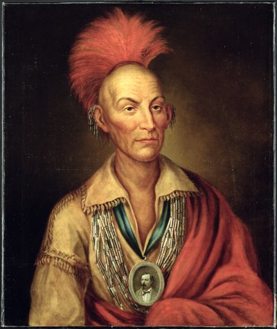 ホーマーヘンダーソンc.1870によるブラックホーク（1767-1838）の肖像画 作： Charles Bird after King