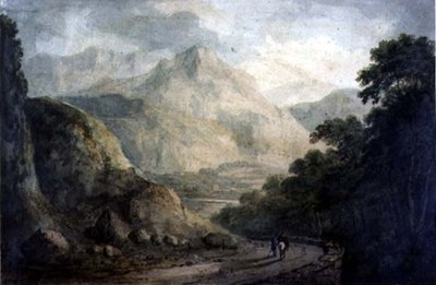 風景：樹木が茂った銀行のある岩だらけの小川、19世紀 作： Charles Branwhite