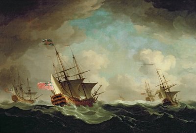 風上に向かう艦隊》1750年頃 油彩・カンヴァス 作： Charles Brooking