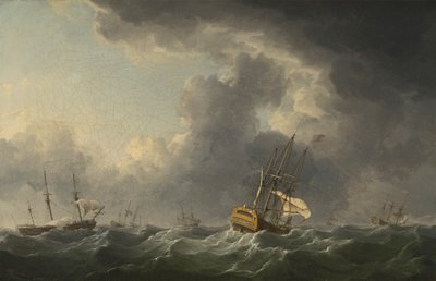 強風の前に走るイギリスの船 作： Charles Brooking