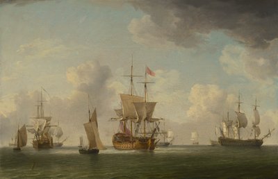 非常にそよ風に乗って帆走するイギリスの船 作： Charles Brooking