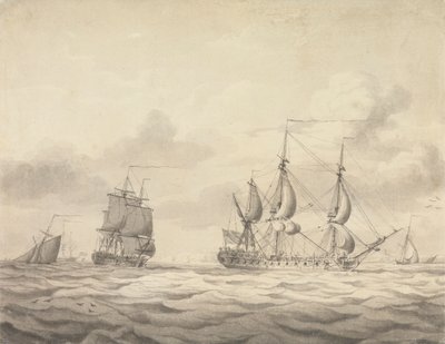 風の前の 2 つのフリゲート艦 作： Charles Brooking