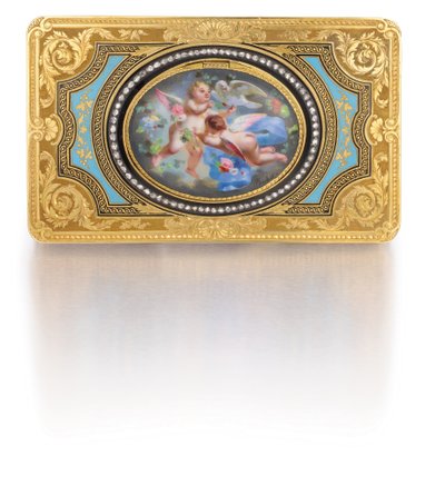 歌う鳥の箱、1840年頃（金、ダイヤモンド、エナメル） 作： Charles Bruguier
