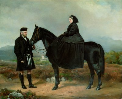 ジョン・ブラウンと乗馬したビクトリア女王（1819-1901） 作： Charles Burton