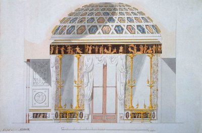 ツァールスコエ・セロの瑪瑙館のジャスパー・キャビネットのデザイン、1780年代   作： Charles Cameron