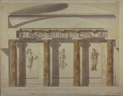 1780年代初頭のパブロフスク宮殿の大型キャビネットの設計 作： Charles Cameron