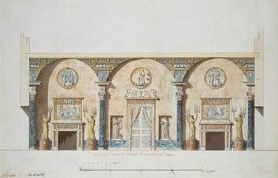 1780年代初頭、ツァールスコエセローの瑪瑙パビリオンのメインホールのデザイン 作： Charles Cameron