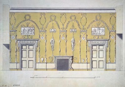 ツァールスコエセローのグリーンダイニングルームの大宮殿の設計、1780年代初頭 作： Charles Cameron