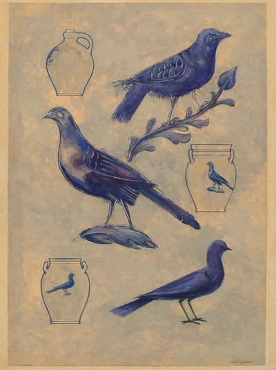 石器の鳥の装飾 作： Charles Caseau