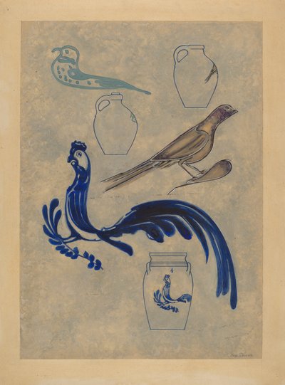 石器の鳥の装飾、19351942。 作： Charles Caseau