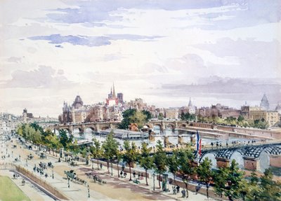 パリ、1867年7月、東に見えるルーブル美術館のダポロン通りの窓から 作： Charles Claude Pyne