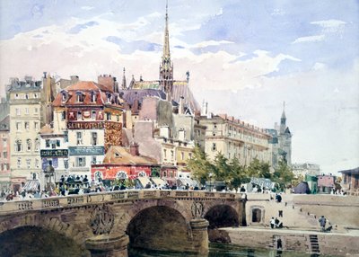 サンミッシェル橋、パリ、c1822-1878。 作： Charles Claude Pyne