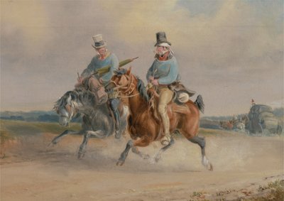 旅行仲間、またはフランスの道路上のシーン（キャンバスに油彩） 作： Charles Cooper Henderson