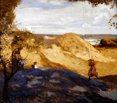 The swing, Swanage, Dorset （油彩・キャンバス） 作： Charles Corder