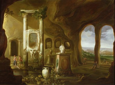 アウグストゥスの記念碑、17世紀の数字のある洞窟 作： Charles Cornelisz de Hooch